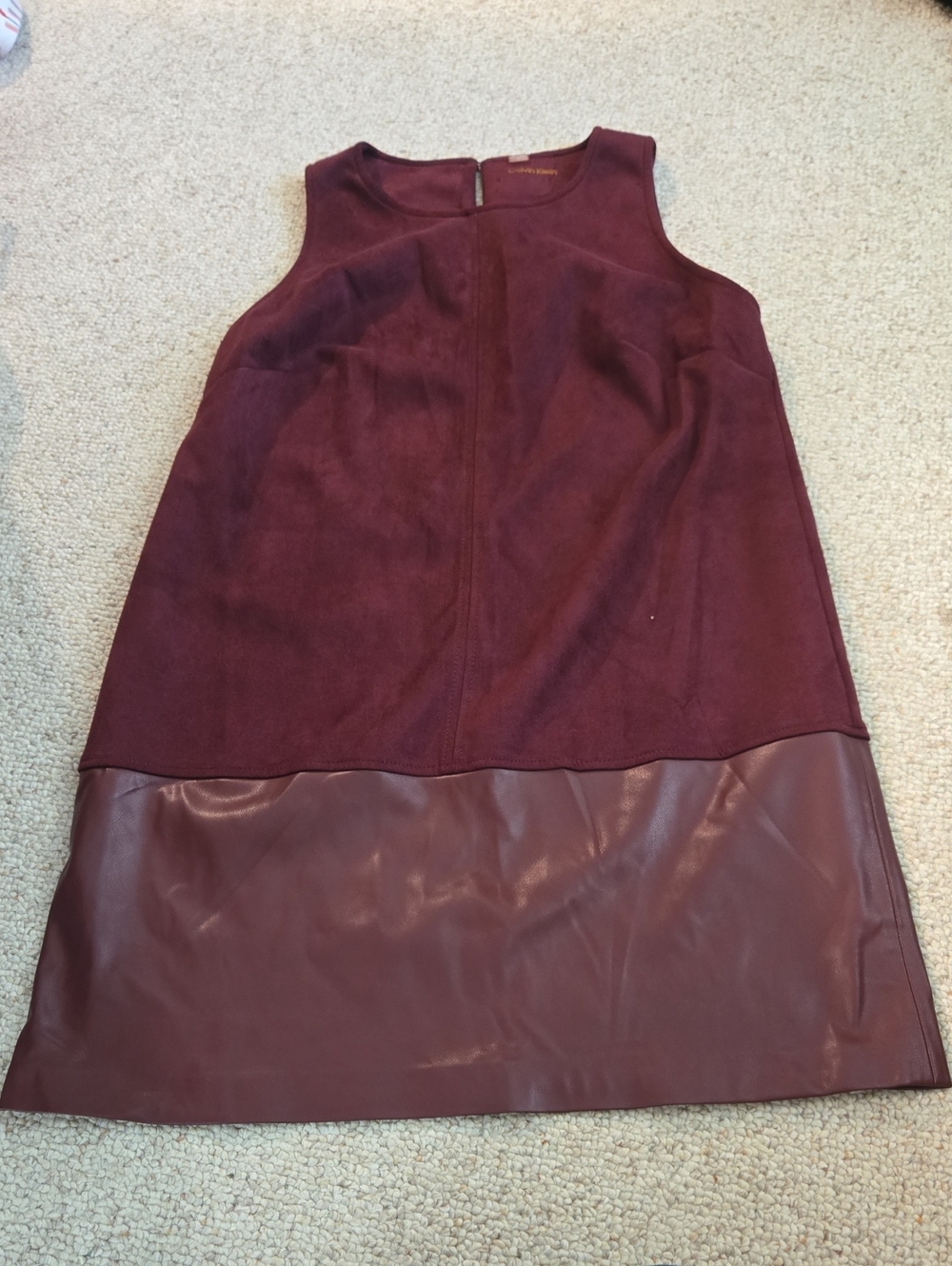 Calvin Klein Sleeveless Mini Dress Burgundy Size 10